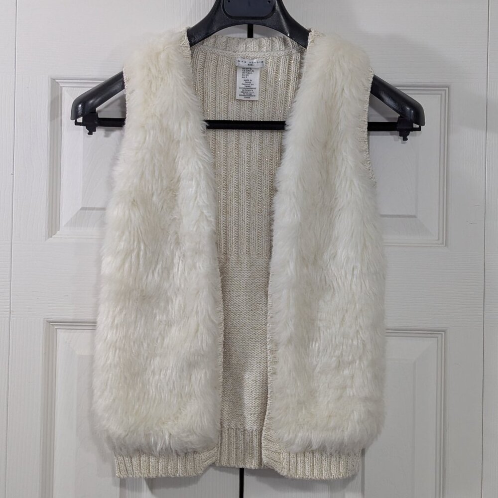 Max Studio Kids Faux Fur Cream Vest with some Gold Sparkle